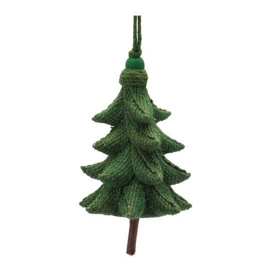 Melrose 5.5" Green Rustic Tree Ornaments, 4ct.